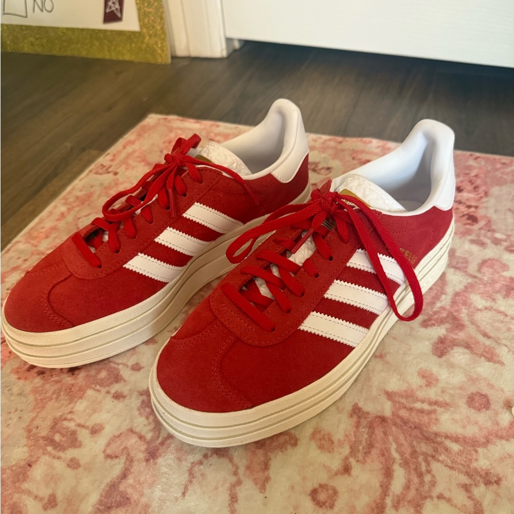 SOLD OUT Red and White Adidas Gazelle Bold sneakers